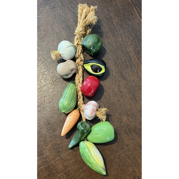 The Unbranded Brand Other - Vintage Hanging Ceramic Vegetables On Jute Rope Farmhouse & Kitchen Decor